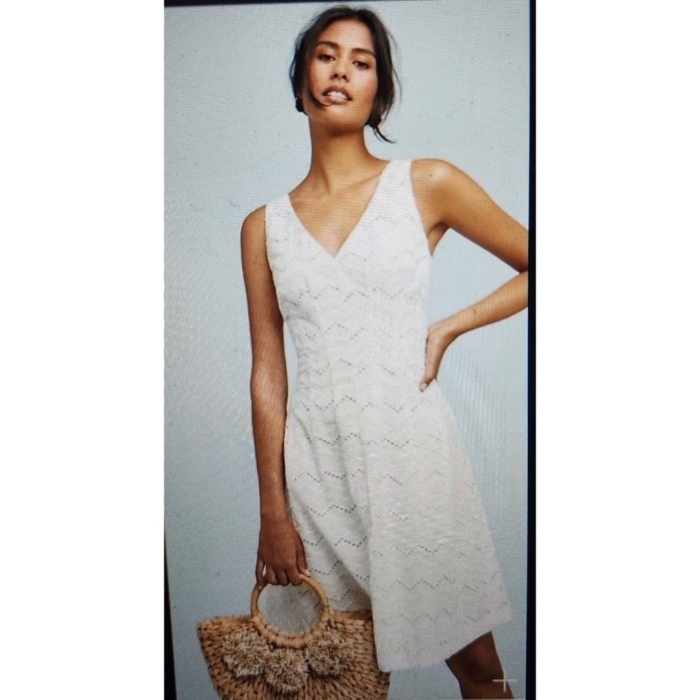 Anthropologie X Tracy Reese Release Pleat Frock Dress Womens 8 White Eyelet NEW